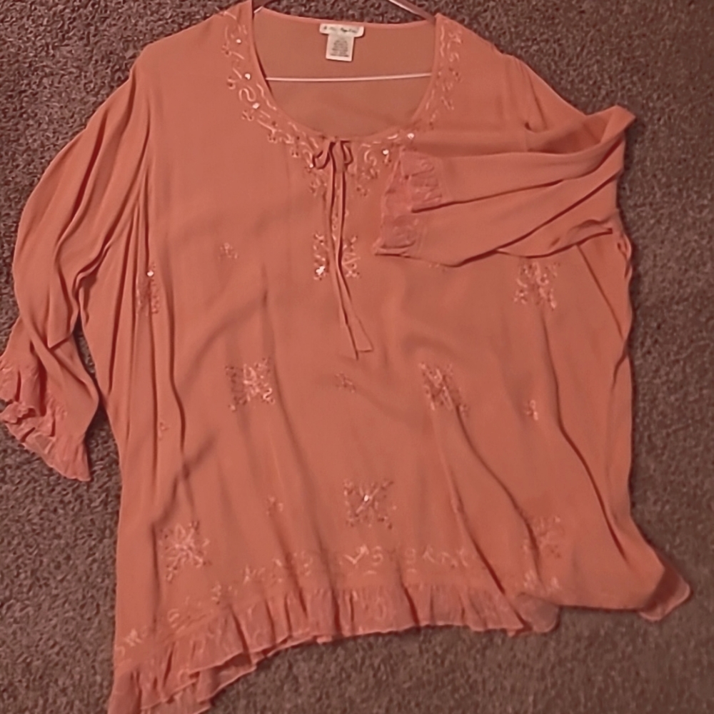 Peach, Ulla Popken Blouse. Size 24.